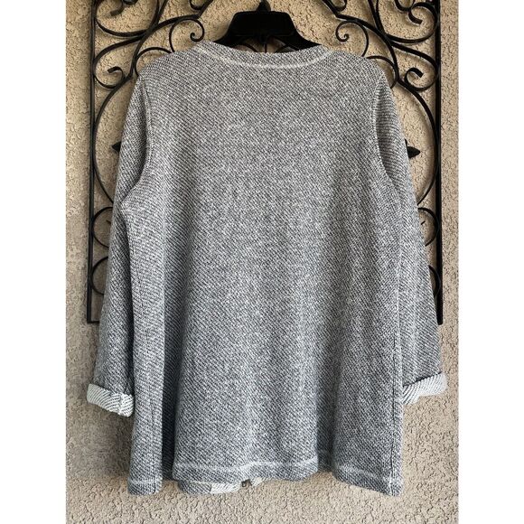 Eileen Fisher Zip Up Jacket - Size Large - Gray/Ivory - Picture 9 of 11